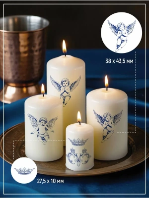 Наклейки на свечи водные Ангелы синие из каталога Наклейки декупажные для декора свечей, яиц, изделий из гипса, в интернет-магазине BPW.style